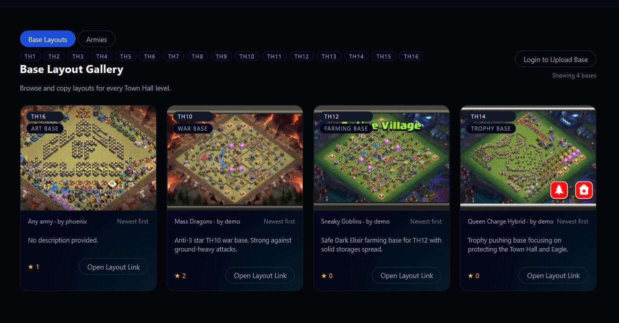 Base Layouts website screenshot